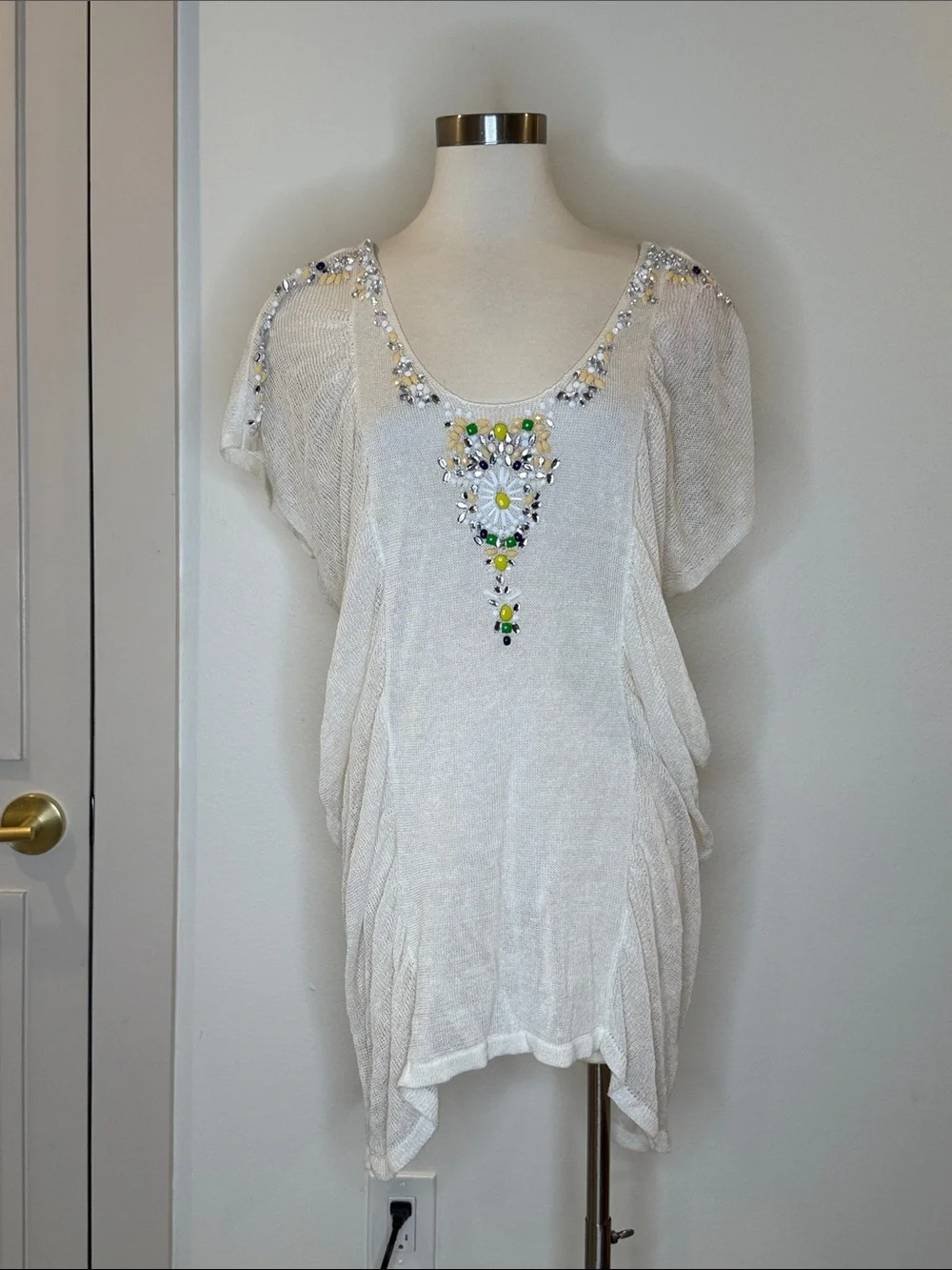 Victoria's Secret White Beaded Scoop Swim Coverup